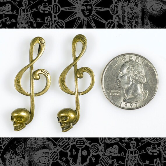 Bronze Musical Clef Note Skull Pendant Set of 2 XXX ZBP06 Etsy