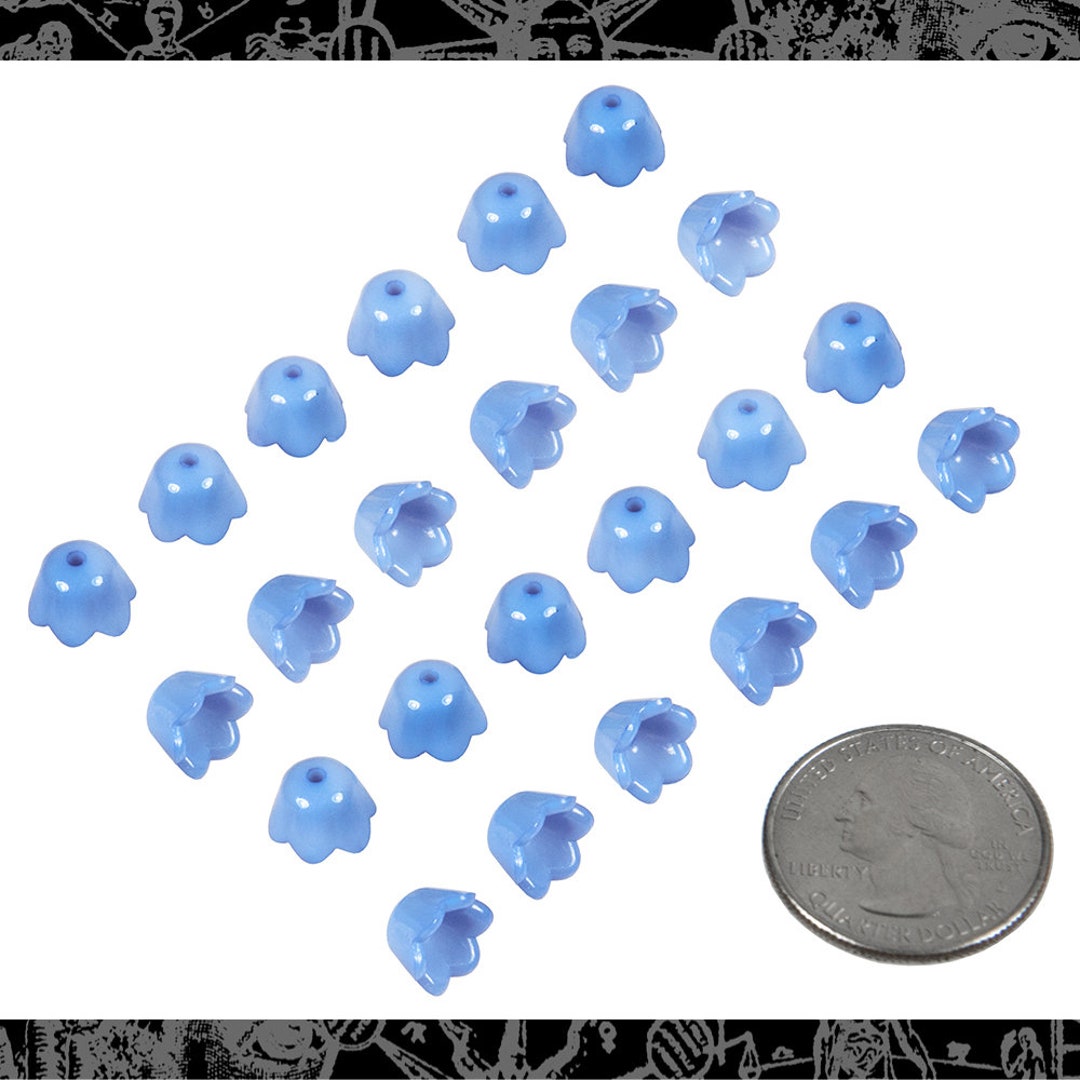 7 X 10mm Shiny Cornflower Blue Mini Lily Resin Flower Caps