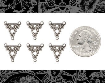 Silver Plated Brass Floral Triangle Three Ring Connectors - Set of Six - XXX - *S-3C39