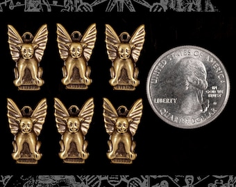 Antiqued Brass Gargoyle Charms - Set of Six- AB-C153
