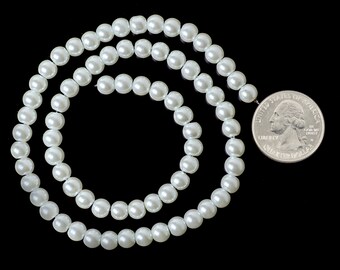 6mm White Glass Pearl Beads * Bead-GB6-1