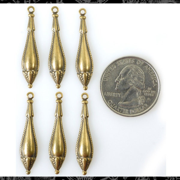 Antique  Brass Victorian style Drop Charms Set of Six * AB-C65