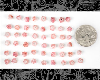 6x4mm Bell Flowers Cotton Candy Pink, One Strand with 50 beads   Bead FB22