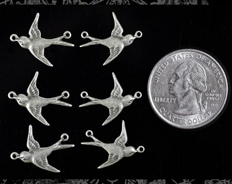 Silber vergoldet flying Birds Spatzen Zwei-Wege-Steckverbinder, Set von sechs drei Sätze von zwei * S-2C34