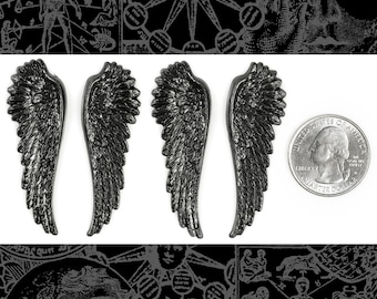 Black Plated Brass Angel Wing Charms- Two Sets of Wing - BB-P09
