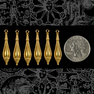 Raw Brass Victorian style Drop Charms - * Set of Six B-C65