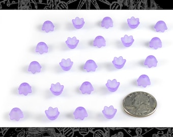 6 x 10mm Frosted Purple Mini Lily Resin Flower Caps  - * Set of 24   FW5-20