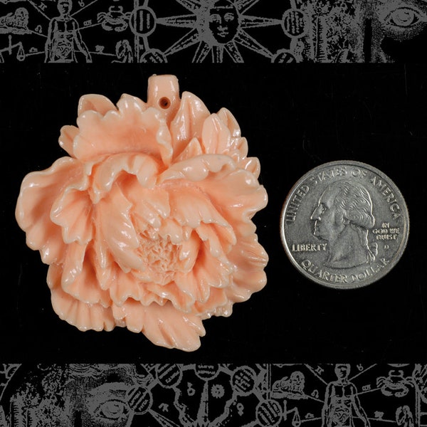 Enormes cabujones camafeo rosa con volantes color melocotón de 40 x 47 mm - Uno * Flwr102