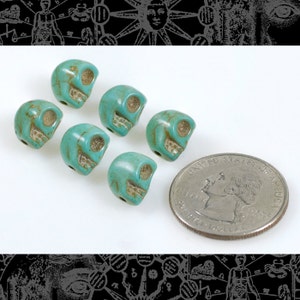 Six Turquoise 8x10mm Skull Mangnesite Beads   * BEAD-B19