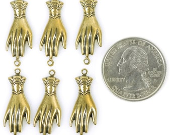 Antiqued Brass Hand Connectors - Set of Six - XXX - *AB-2C15