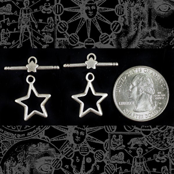 Silver Plated Brass Star Toggle Clasps - Set of Two - CL4