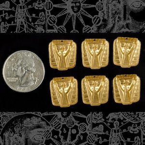 Raw Brass Egyptian Pharaoh Charms - Set of Six - B-C55