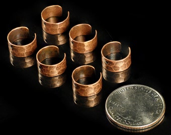 Hammered Copper Plated Brass Ear Cuffs with Hole - Set of Six *C-OD6