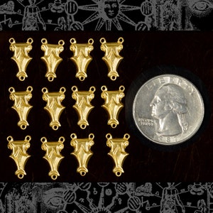 Raw Brass Corbel Triangular 3 Ring Connectors - *  Set of 12   B-3C13