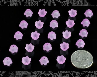 6 x 10mm Frosted Orchid Mini Lily Resin Flower Caps *  Set of 24   FW5-19