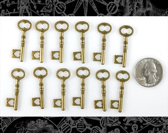 Bronze-Finish Mittelgroße Antik Stil Schlüssel Anhänger, Set von Zwölf *ZB-C14