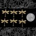 Raw Brass Medium Ornate Dragonfly Two Ring Connectors - Set of Six  XXX  *B-2C13 
