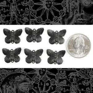Black Plated Brass Plated Brass Butterfly Two Ring Connectors - Set of Six - BB-2C49 image 1