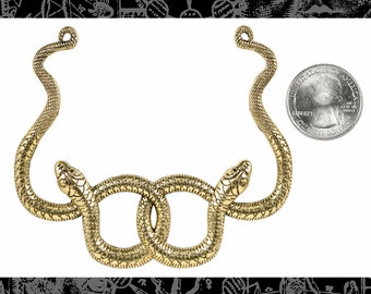 Antique Brass  Large Double Snake Pendant - One *ZB-P16