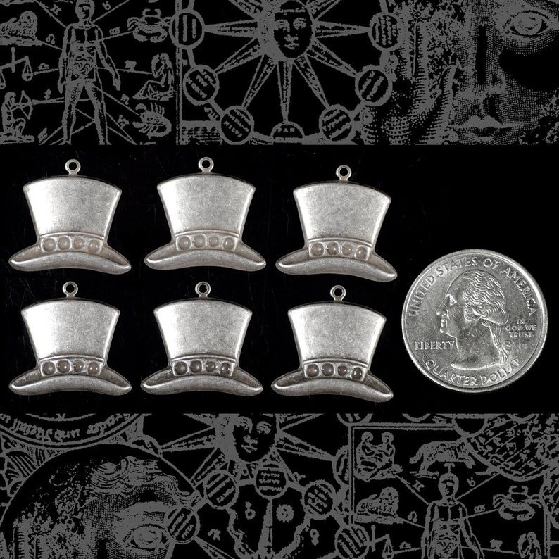 Top Hat Charms Silver Plated Brass Set of Six SC124 Etsy