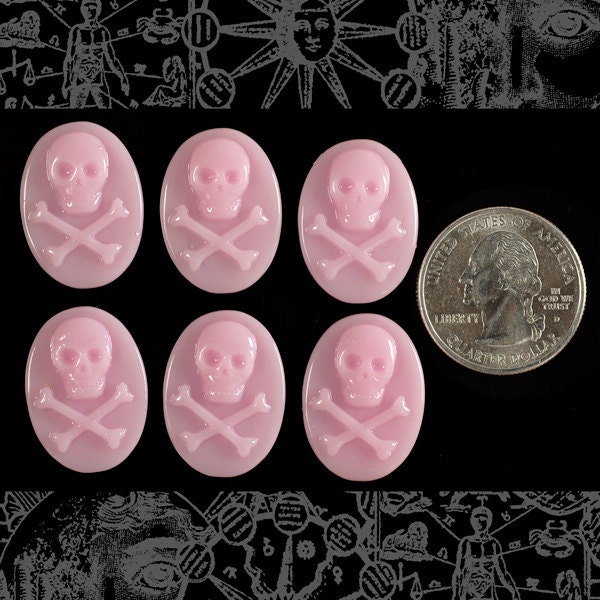 Gothic Skeleton Cameo Cabochons - Grey Resin Flat Back 25x18mm (2 Pieces)