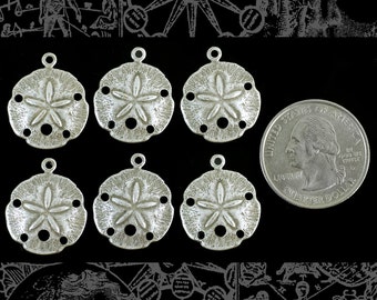 Silver Plated Small Sand Dollar Charms Set of Six * S-C115