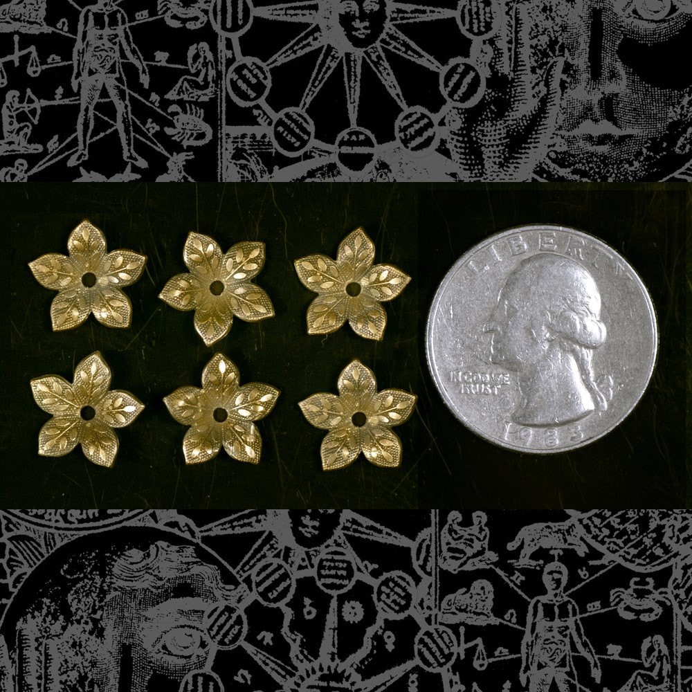 アンティーク真鍮製小花飾り - 6個セット *AB-BC22 - Etsy 日本