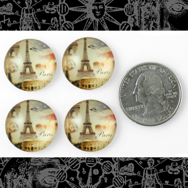 Camées en verre tour Eiffel Collage 20mm, lot de 4 * CAM129