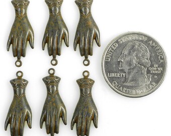 Chocolate Brown Plated Brass Hand Connectors - Set of Six - RB-2C15