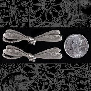Two Silver Plated Brass Dragonfly Pendant Wraps *S-W25