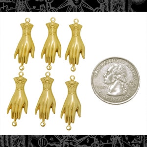 Raw Brass Hand Connectors - Set of Six - B-2C15