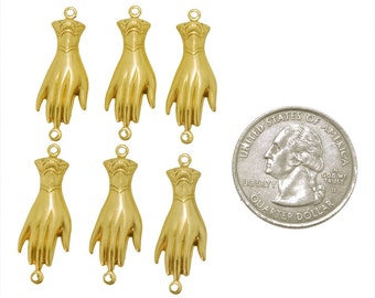 Raw Brass Hand Connectors - Set of Six - B-2C15