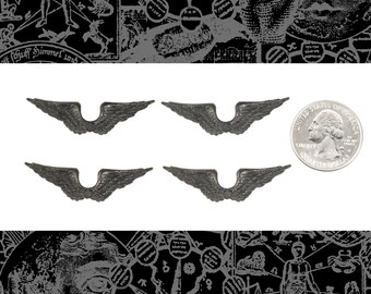 Black Plated Brass Connected Angel Wing Charms - Set of Four - BB-C19