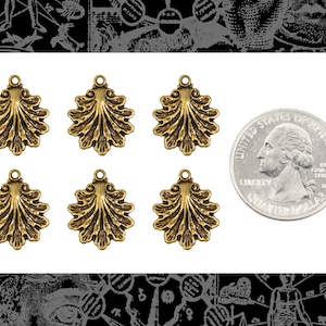 Antiqued Brass Art Deco Shell Charms - Set of Six - AB-C87