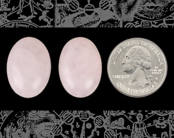 25mm x 18mm Rose Quartz Cabochons, Set of Two - XXX - *STC12