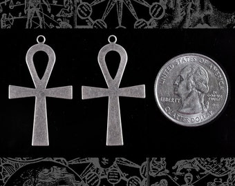 Silver Plated Brass Ankh Pendants - Set of 2  * S-P56