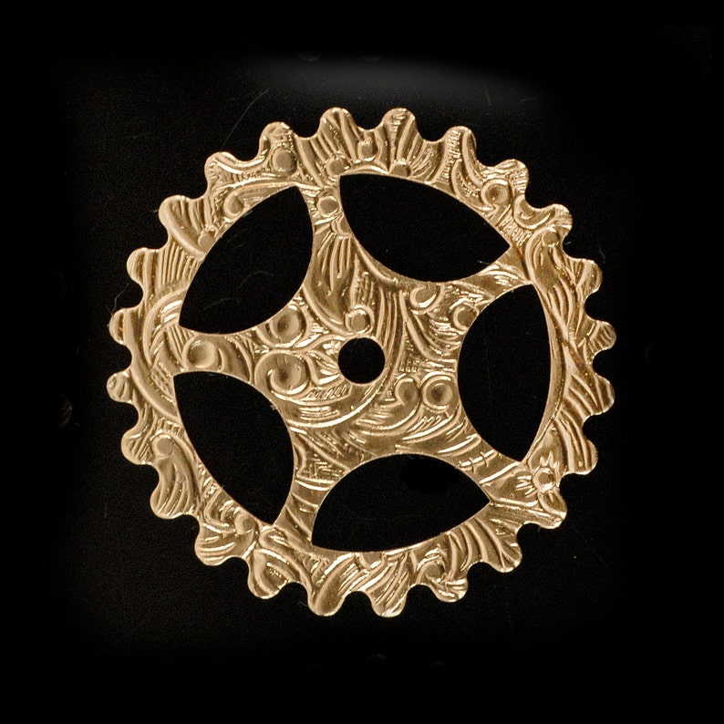 Twelve 25mm Floral Patterned Etched Steampunk Raw Brass Wheels Etsy