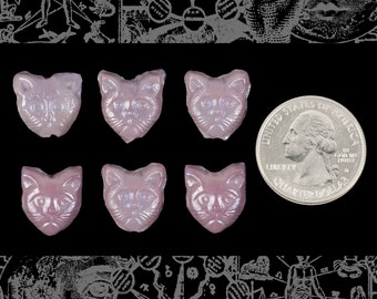 Six 14x13mm Lilac Cat Head Beads *GB-AB02