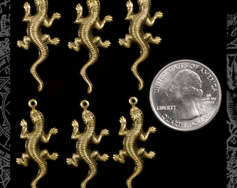 Six Antiqued Brass Lizards can be used as Connectors  * AB-C13