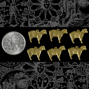 Antiqued Brass Sheep Charms Set of Six AB-C150 image 2