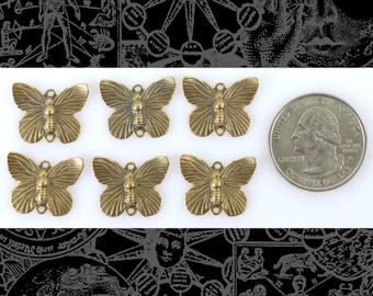 Conectores de mariposa de latón envejecido con dos anillos - Juego de seis - AB-2C49