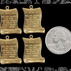 Raw Brass United States Constitution Charms - Set of Four - B-C220