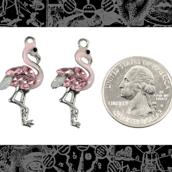 Pink Gold Glitter Flamingo Charm