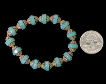 Turquoise Turbine Beads with Picasso Finish - GB-B83
