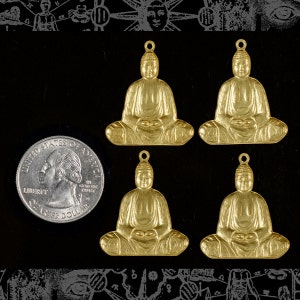 Raw Brass  Buddha Charm-Pendant - Set of Four - B-C46
