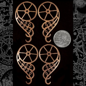 Antiqued Copper Plated Brass Steampunk Angel Wing Charms - Two Sets of Wings - C-P67