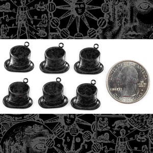 Top Hat Charms Blackened Brass - Set of Six *BB-C143