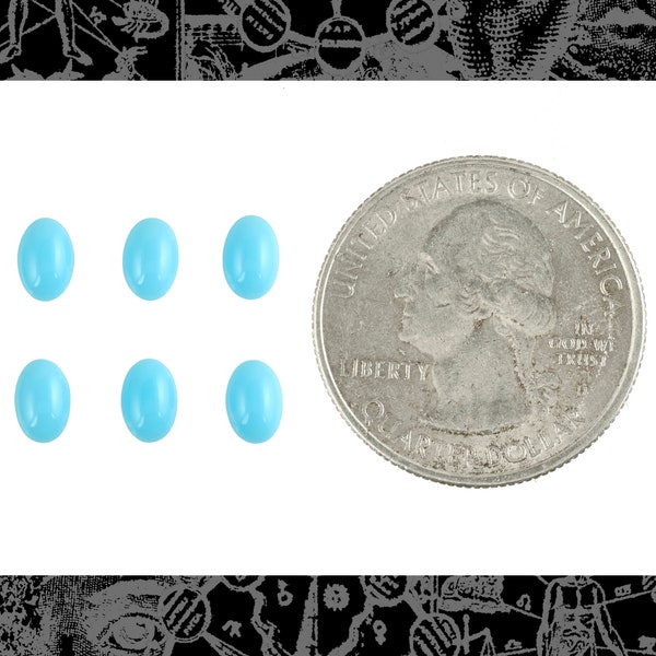 Faux Turquoise Resin 6x4mm Cabochons Set of Six  STC21