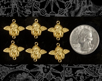 Raw Brass Posing Cherub Connectors - Set of Six - B-2C27