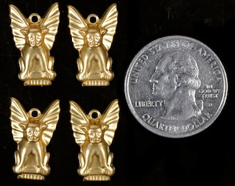 Raw Brass Gargoyle Charms - Set of Six - B-C153